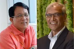 DIIKTIRAF: Dua mantan editor Berita Harian, Encik Guntor dan Encik Zainul Abidin, antara 50 individu yang tersenarai dalam Balai Kemasyhuran Industri Media Singapura yang dilancarkan malam tadi. - Foto-foto fail