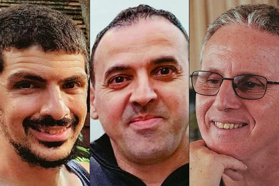 Tiga tebusan Israel, (dari kiri) Encik Or Levy, Encik Eli Sharabi dan Ohad Ben Ami, yang ditawan sejak 7 Oktober 2023, bakal dibebaskan Hamas pada 8 Februari.