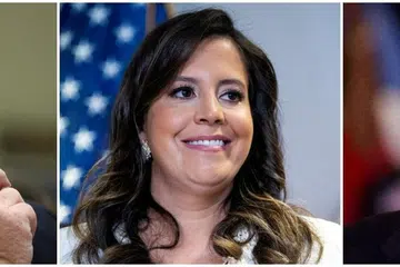 Tiga pegawai utama dilantik Presiden Terpilih Amerika, Encik Donald Trump, dalam pentadbirannya, dari kiri, Encik Tom Homan, Cik Elise Stefanik dan Encik Lee Zeldin. 
