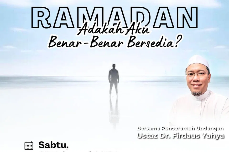 Sertai majlis ilmu bersama, Ustaz Dr Firdaus Yahya, dalam kelas bertajuk ‘Ramadan – Adakah Aku Benar-Benar Sedia’ pada 22 Februari di Masjid Al-Khair.