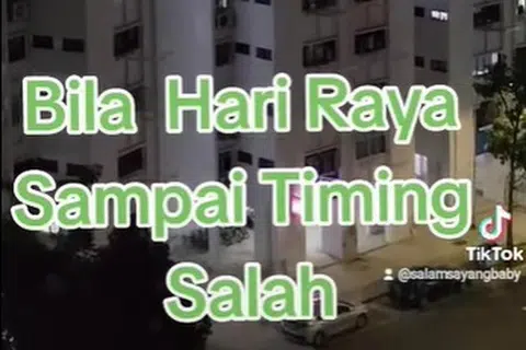TULAR: Seorang pengguna TikTok merakam kejadian jirannya menyanyikan lagu Hari Raya pada waktu malam baru-baru ini.