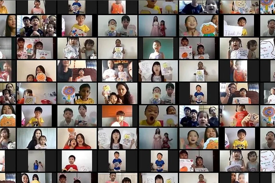 TERIMA KASIH DOKTOR: Di bawah satu inisiatif Gerakan Berbudi Singapura (SKM), kanak-kanak melahirkan penghargaan mereka menerusi satu sidang video kepada doktor yang melawan Covid-19 di peringkat masyarakat. - Foto GERAKAN BERBUDI SINGAPURA (SKM)