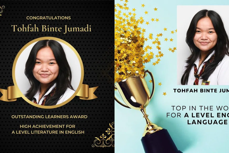 GIGIH BERUSAHA: Cik Tohfah Jumadi, yang merangkul anugerah ‘Terbaik di Dunia untuk Bahasa Inggeris Peringkat A’ dan anugerah ‘Prestasi Tinggi dalam Kesusasteraan’, berkongsi pentingnya menetapkan waktu khusus untuk pembelajaran dan mengulang kaji secara berkala.