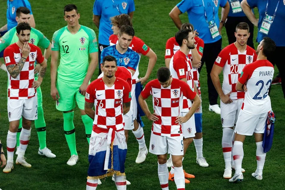 RASA KECEWA: Pemain Croatia terpaksa menelan kepahitan tewas kepada Perancis dalam final Piala Dunia 2018 dan kelihatan sugul selepas beraksi di Stadium Luzhniki di Moscow kelmarin. - Foto AFP