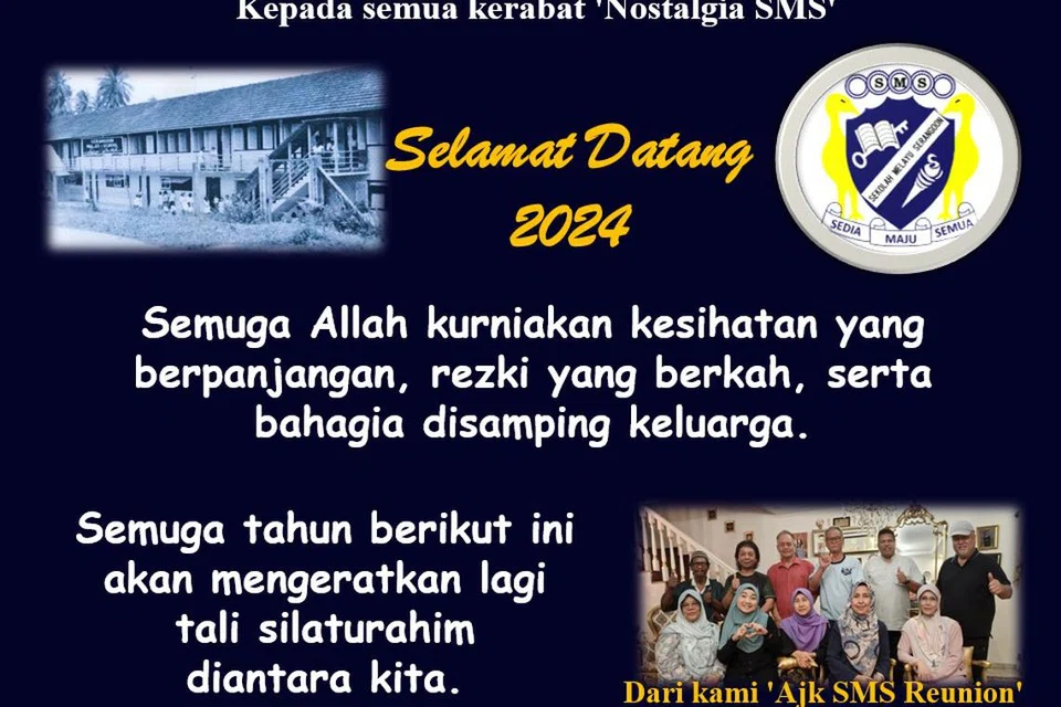 UCAPAN TAHUN BARU: Ucapan tahun baru 2024 diterbit di laman Nostalgia Sekolah Melayu Serangoon pada 2 Januari.