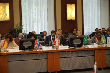 SUMBAN PANDANGAN: Encik Masagos mengetengahkan empat isu utama semasa mesyuarat, yang termasuk memuktamadkan garis panduan bagi Perjanjian Paris. Antara lain, beliau menarik perhatian tentang perlunya bagi garis panduan perjanjian itu agar memberi jaminan terhadap kedaulatan semua pihak. - Foto KEMENTERIAN SEKITARAN DAN SUMBER AIR