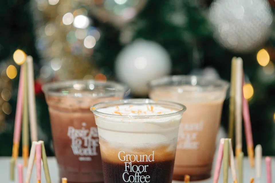 Sempena perayaan akhir tahun, Ground Floor Coffee perkenalkan tiga kopi, iaitu (dari kiri) Mint Chocolate, Mont Blanc dan Mint Mocha. 