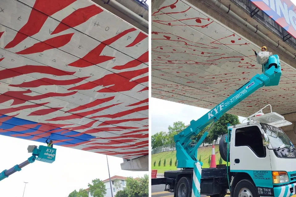 TANPA ALAT KHAS: Muhammad Nabil berkata kesemua lapisan warna perlu dicat secara manual tanpa peralatan khas.