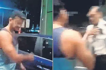 VIDEO TULAR: Sudah tersebar di media sosial sejak ia dimuat naik pada pagi Sabtu lalu. Ia menunjukkan seorang penghuni kondominium Eight Riversuites, bertengkar dengan seorang pengawal keselamatan pada Jumaat malam. - Foto Faii 