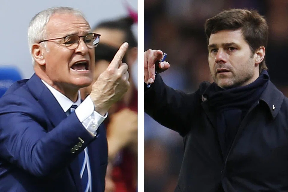 CLAUDIO RANIERI (kiri) : Kemenangan Spurs ke atas Stoke 4-0 memberi tekanan kepada Leicester. MAURICIO POCHETTINO (kanan) : Berazam memintas Leicester di garisan penamat.