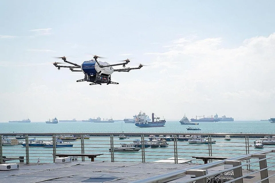 UJI DRON: Dron Airbus Skyways diuji di Estet Dron Maritim pada tahun lalu, yang merupakan satu daripada empat tapak ujian bagi huraian 5G. - Foto AIRBUS