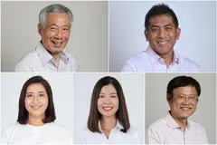 BARISAN CALON PAP GRC ANG MO KIO: Ikut putaran jam, Encik Lee, Encik Darryl David dan Encik Gan Thiam Poh, selain dua muka baru, Cik Ng Ling Ling dan Cik Nadia Samdin, akan mempertahankan kemenangan PAP di kawasan undi lima anggota itu.