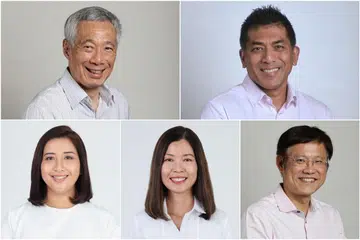 BARISAN CALON PAP GRC ANG MO KIO: Ikut putaran jam, Encik Lee, Encik Darryl David dan Encik Gan Thiam Poh, selain dua muka baru, Cik Ng Ling Ling dan Cik Nadia Samdin, akan mempertahankan kemenangan PAP di kawasan undi lima anggota itu.