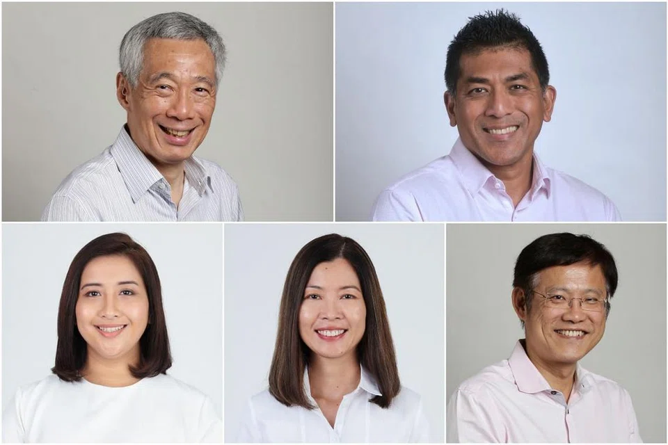 BARISAN CALON PAP GRC ANG MO KIO: Ikut putaran jam, Encik Lee, Encik Darryl David dan Encik Gan Thiam Poh, selain dua muka baru, Cik Ng Ling Ling dan Cik Nadia Samdin, akan mempertahankan kemenangan PAP di kawasan undi lima anggota itu.