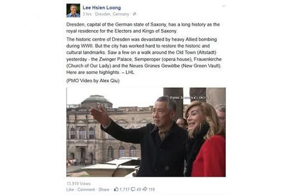 LAWATAN RASMI: Encik Lee kini berada di Dresden, Jerman, sebagai sebahagian lawatan rasminya ke negara itu dan Sepanyol minggu ini. - Foto FACEBOOK