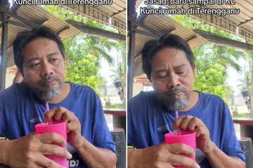 Encik Khairul Zuhdi Khairuddin berpura-pura kelihatan pasrah apabila “mendapat tahu” kuncinya tertinggal di kampung selepas memandu 18 jam dari Terengganu ke Kuala Lumpur.
