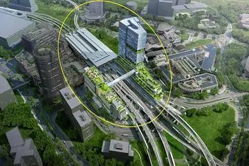 BAKAL SIAP 2027: Sebuah lakaran artis bagi hab pengangkutan bersepadu Jurong East, yang dijadualkan siap sekitar 2027. - Foto FACEBOOK/LTA)
