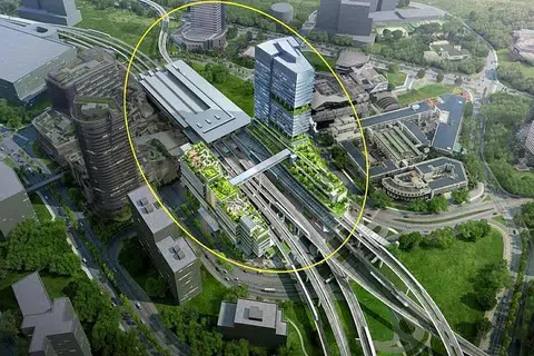 BAKAL SIAP 2027: Sebuah lakaran artis bagi hab pengangkutan bersepadu Jurong East, yang dijadualkan siap sekitar 2027. - Foto FACEBOOK/LTA)
