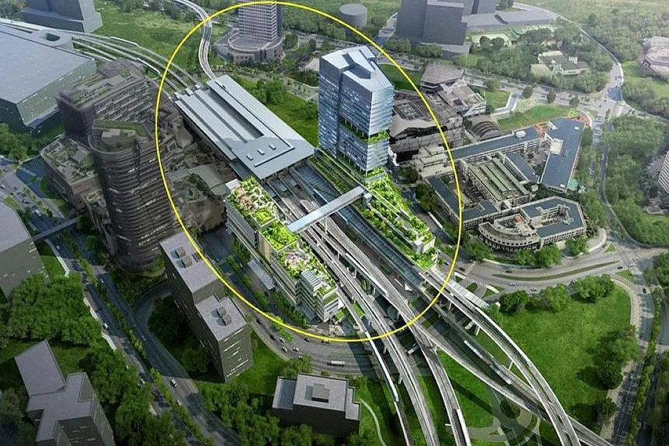 BAKAL SIAP 2027: Sebuah lakaran artis bagi hab pengangkutan bersepadu Jurong East, yang dijadualkan siap sekitar 2027. - Foto FACEBOOK/LTA)