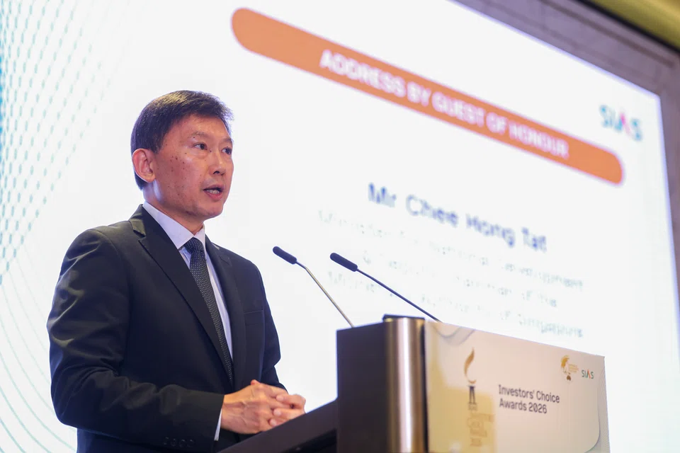 Menteri Pembangunan Negara, Encik Chee Hong Tat berucap di Majlis Anugerah Pilihan Pelabur Persatuan Pelabur Sekuriti Singapura (SIAS) pada 21 Oktober.