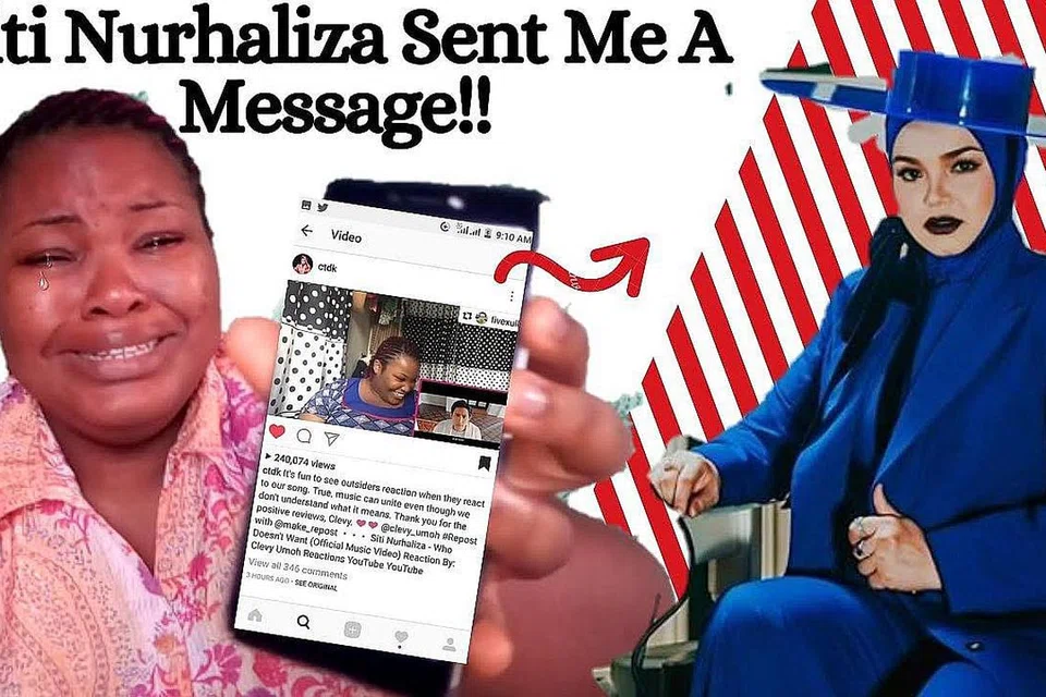 VIDEO REAKSI DIPUJI TOK TI: Peminat Datuk Seri Siti Nurhaliza dari Nigeria yang merupakan seorang sensasi YouTube begitu sebak apabila ulasan muziknya menarik perhatian Siti yang merakam terima kasih di Instagram. - INSTAGRAM CLEVY UMOH