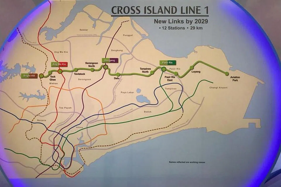 LALUAN RENTAS PULAU: Fasa pertama CRL adalah sepanjang 29 kilometer, dengan 12 stesen yang melalui kawasan Changi, Loyang, Pasir Ris, Hougang dan Ang Mo Kio.