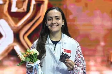 PENCAPAIAN BAIK: Atlet lawan pedang nasional, Amita Berthier, merupakan warga Singapura pertama yang mara ke peringkat separuh akhir Kejohanan Lawan Pedang Asia di mana beliau berjaya merangkul pingat gangsa di acara foil wanita.