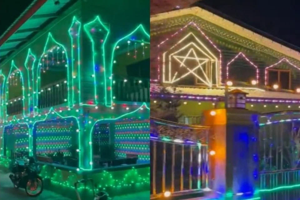 Deretan rumah di Kampung Kuala Sibuti di Miri, Sarawak, dihias dengan lampu kelap-kelip sempena menyambut perayaan Hari Raya Aidilfitri.