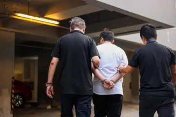 Pegawai dari Kementerian Tenaga Manusia (MOM) menahan seorang lelaki 33 tahun, yang disyaki terlibat dalam sindiket yang mengendalikan 28 pusat hiburan yang didaftarkan tetapi tidak aktif, menggajikan pemegang permit kerja sebagai penghibur ketika syarikat itu tidak beroperasi.