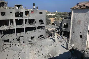 MUSNAH: Sebuah kem pelarian di Jaluran Gaza pada 17 November 2023.