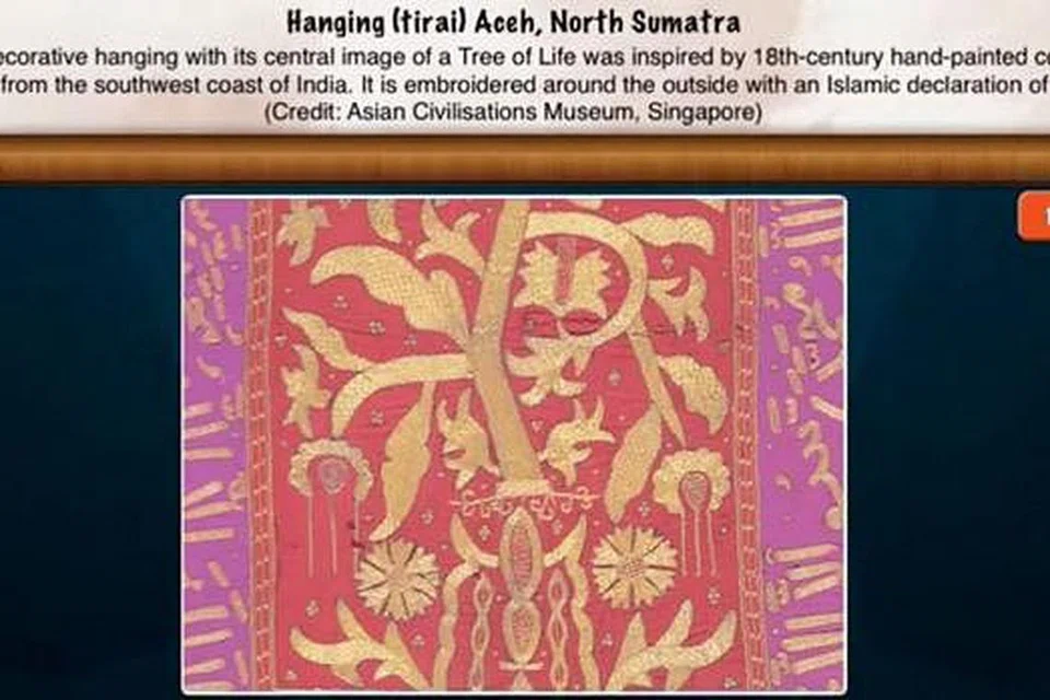 ARTIFAK TIRAI ACEH: Setelah menyelesaikan teka-teki, maklumat mengenai artifak akan diberi kepada pengguna.