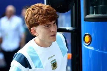 Pemain pertahanan Argentina, Valentín Barco, tiba di Stadium Miami di Miami Gardens, Florida, Amerika Syarikat, menjelang perlawanan Pusingan 32 Piala Dunia Persekutuan Bola Sepak Antarabangsa (Fifa) 2026 menentang Cape Verde pada 3 Julai 2026.