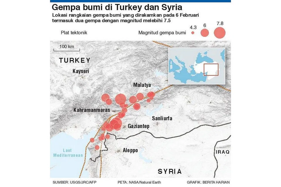 Gempa bumi di Turkey dan Syria