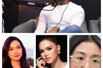 Aliff Aziz (atas) akhirnya tampil dalam podcast The Common Folks untuk mengulas krisis rumah tangganya dengan isterinya, Bella Astillah (bawah, tengah), hubungannya dengan Ruhainies (kiri) dan Sarah Yasmine.