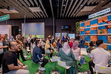 Lebih 200 belia menghadiri acara Masyarakat Gemilang anjuran Yayasan Mendaki pada 8 Julai 2023 di Wisma Geylang Serai.