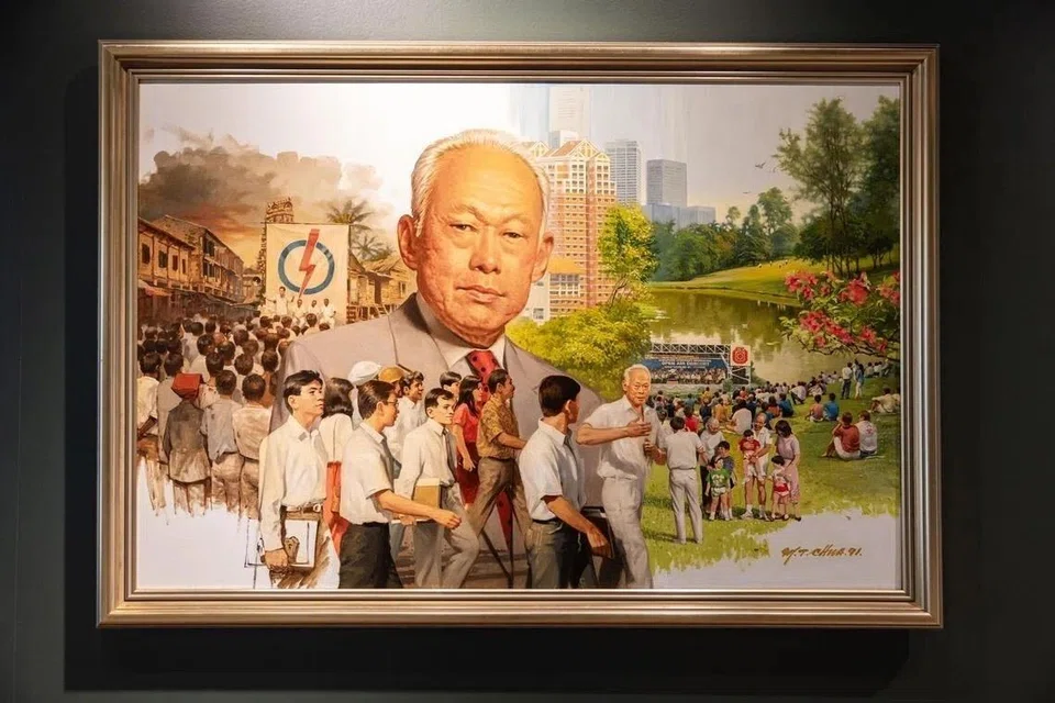Potret Perdana Menteri pengasas Singapura, Encik Lee Kuan Yew, yang dihasilkan oleh mendiang Chua Mia Tee, pada 1991.
