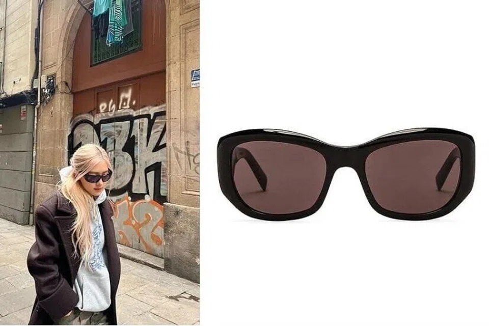 Penyanyi dan anggota kumpulan Blackpink, Rose, memakai cermin mata hitam daripada Saint Laurent yang menambah kelainan pada gayanya.