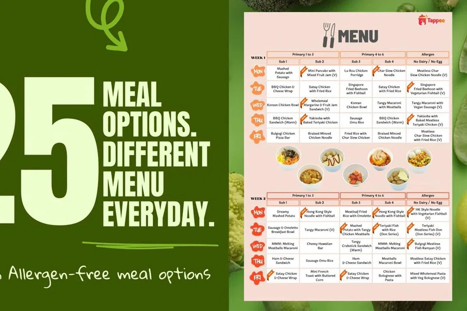 Contoh menu pilihan makanan yang disediakan di Sekolah Rendah Blangah Rise.