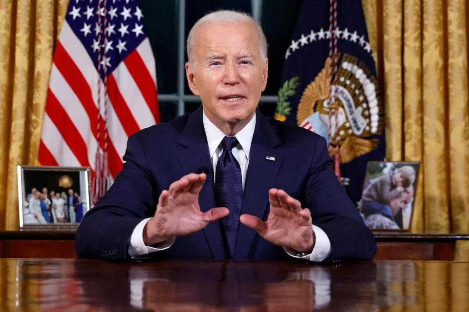 DAPATKAN SOKONGAN: Dalam ucapan negara, Presiden Amerika Syarikat, Encik Joe Biden,  menyentuh isu konflik antara Israel dengan Palestin dan pencerobohan Russia di Ukraine. Beliau juga meminta rakyat Amerika menyokong bantuan ketenteraan kepada Israel dan Ukraine.