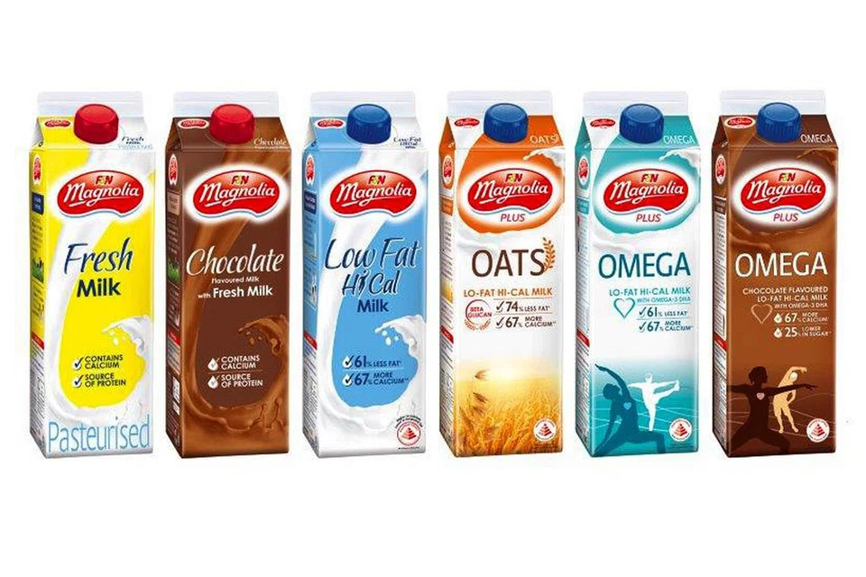 PELBAGAI PERISA: Selain perisa biasa dan coklat bagi susu segarnya, Magnolia Plus juga menawarkan bijirin atau Omega-3. - Foto F&N FOODS PTE LTD