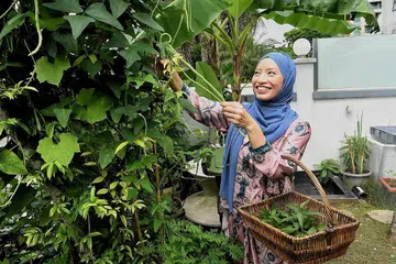 DAPAT PANDANGAN BARU MENGENAI PERKEBUNAN: Dr Elly kini mempunyai pandangan baru mengenai berkebun selepas menjalani bengkel berkebun dalam kawasan bandar. Beliau juga mempelajari kaedah alternatif berkebun di ruang yang terhad dan dengan cara yang baru. - Foto BH oleh KHALID BABA 