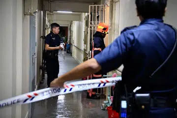 BAHAN MENYALA: Menurut SCDF, siasatan awal menunjukkan api bermula dari bahan menyala di ruang tamu di flat di Blok 89 Redhill Close. - Foto ZAOBAO