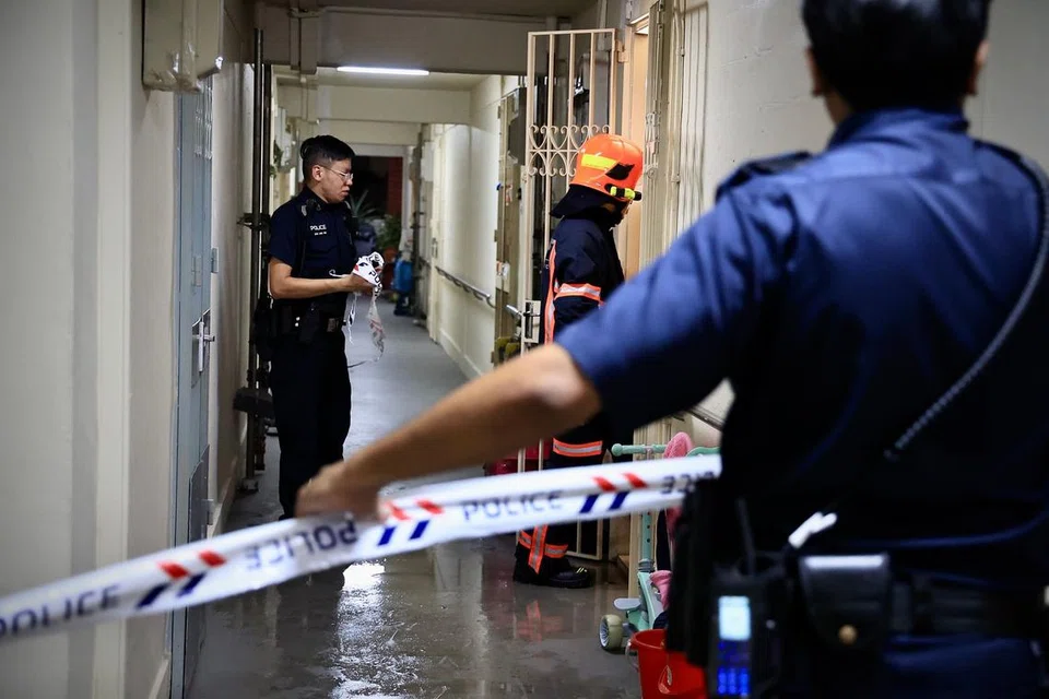 BAHAN MENYALA: Menurut SCDF, siasatan awal menunjukkan api bermula dari bahan menyala di ruang tamu di flat di Blok 89 Redhill Close. - Foto ZAOBAO