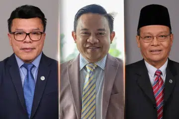 (Dari kiri) Ahli Parlimen (AP) Gua Musang, Encik Mohd Azizi Abu Naim; AP Tasek Gelugor, Datuk Wan Saiful Wan Jan; dan AP Tanjong Karang, Datuk Dr Zulkafperi Hanapi.
