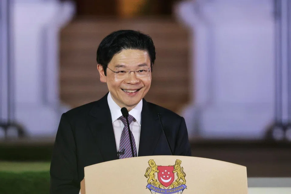 Perdana Menteri, Encik Lawrence Wong, berucap di majlis pelantikan dan angkat sumpah di Istana pada 15 Mei.