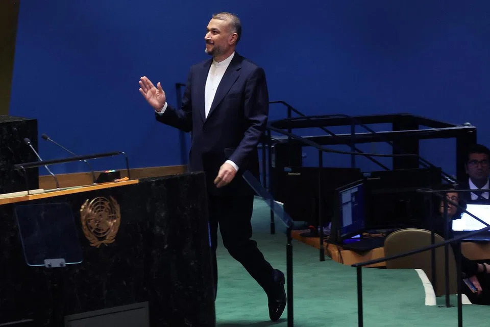 MAHU TINDAK BALAS: Bercakap di Pertubuhan Bangsa-Bangsa Bersatu (PBB) pada Khamis, Menteri Luar Iran, Encik Hossein Amir-Abdollahian, berkata “Amerika Syarikat tidak akan terlepas daripada serangan”, jika tindak balas terhadap Hamas di Jaluran Gaza tidak berakhir.