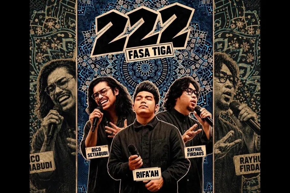 Buat julung-julung kalinya, tiga beradik berdarah seni, (dari kiri) Rico Setiabudi, 33 tahun, Rifaah Ridzuwanulhakim, 44 tahun dan Rayhul Firdaus, 45 tahun, bakal berkongsi pentas di Wisma Geylang Serai (WGS) pada 11 Oktober melalui persembahan ‘222: Fasa Tiga’ untuk menyanyi bersama serta berkongsi kisah tentang perjalanan seni mereka.