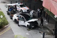 Polis dimaklumkan mengenai kemalangan yang melibatkan sebuah kereta, trak dan teksi pada 6.55 pagi pada 24 Jun di sebuah pusat beli-belah popular di North Bridge Road.