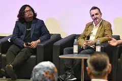 (kiri) Encik Noor Hidayat Samion atau lebih dikenali dengan nama Sam Heedy, pengasas BrandTok, bersama pemilik Kucina, Chef Gero Di Maria, semasa acara Penyelesaian Digital dan Kemahiran Insaniah dalam Mengatasi Cabaran F&B yang diadakan di Institut Pembelajaran Sepanjang Hayat (LLI) anjuran SSA Academy dan SkillsFuture Singapura (SSG) pada 1 Ogos 2024.