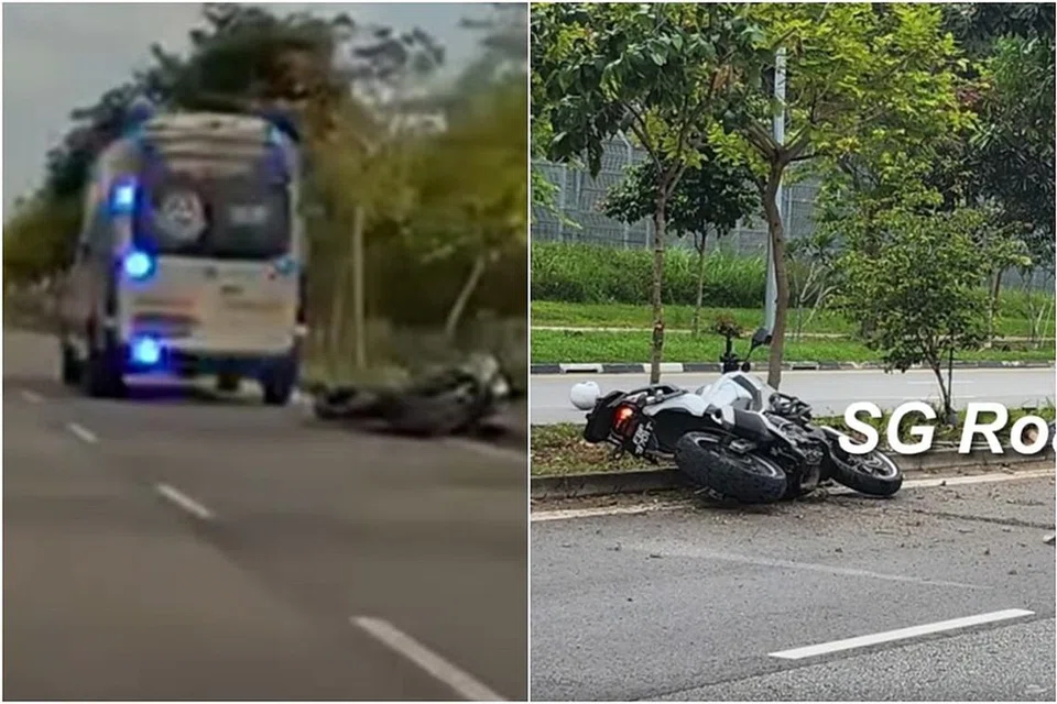 Penunggang motosikal dalam nahas di Tampines itu dipercayai terbabas sendiri.
